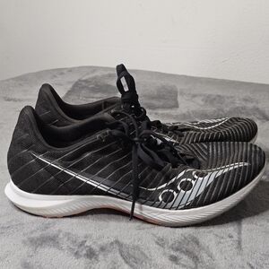 Saucony Black, White, and Pink Mens  Running Shoes With Spikes Size 9.5